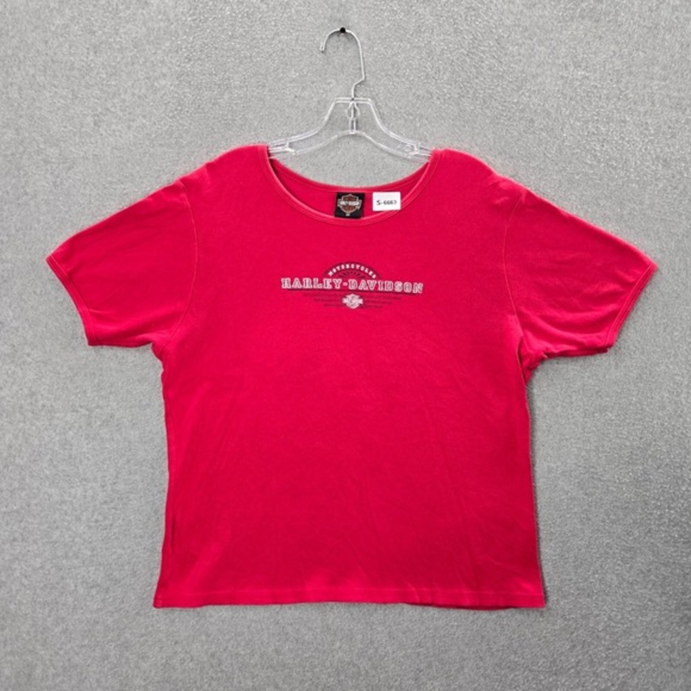VINTAGE Harley Davidson Women Top 2x‎ Red Shirt St Croix New Richmond Y2K Tee